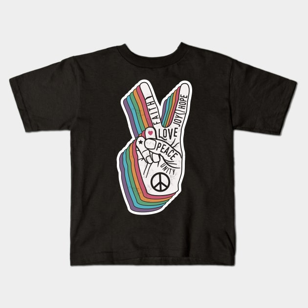 Peace Works Kids T-Shirt by machmigo